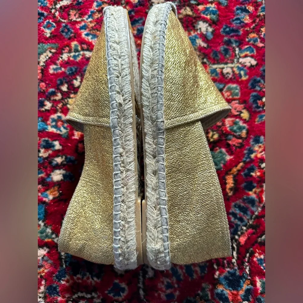 NWT‎ JCREW Made-in-Spain espadrille flats in metallic canvas sz 10.5
